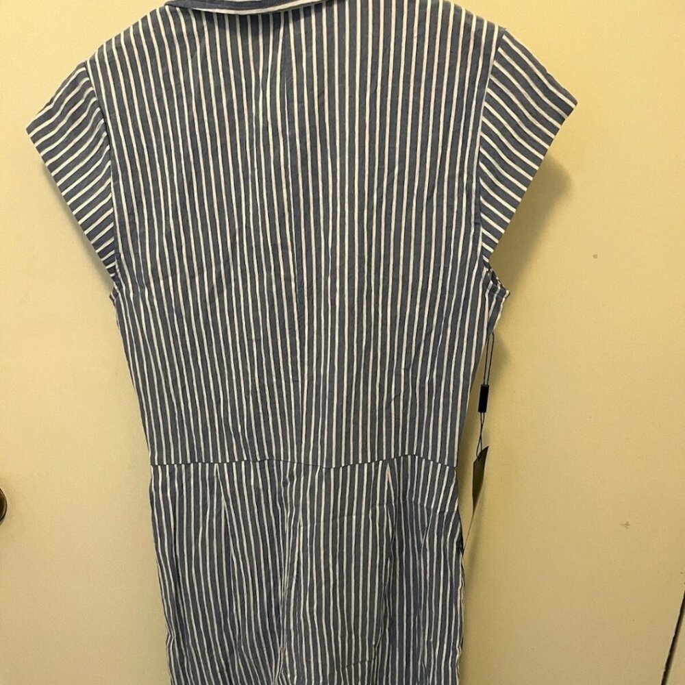 White House Black Market Blue Stripe Shirt Dress Size 2 NWT Button Front Summer - Picture 8 of 15